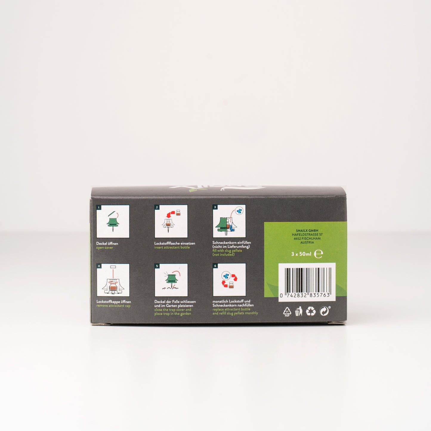 Refill pack: 3 bottles of highly efficient attractant for SnailX snail trap